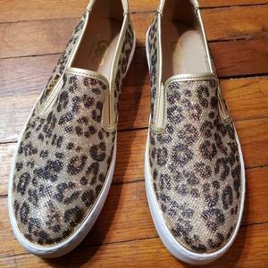 GBG gold sparkle slip on shoes size 9